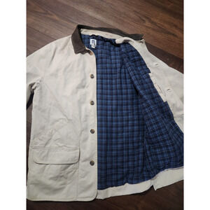 Vintage Gap Jacket Large Canvas Flannel‎ Lined Chore Barn Field Coat Warm Tan